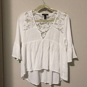 NWOT Forever 21 Lace-Panel Trumpet-Sleeve Top